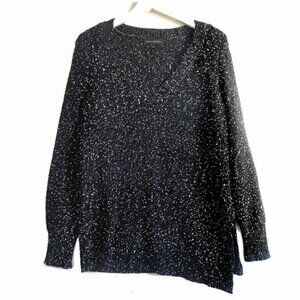 Banana Republic uneven hem marled black sweater Size S